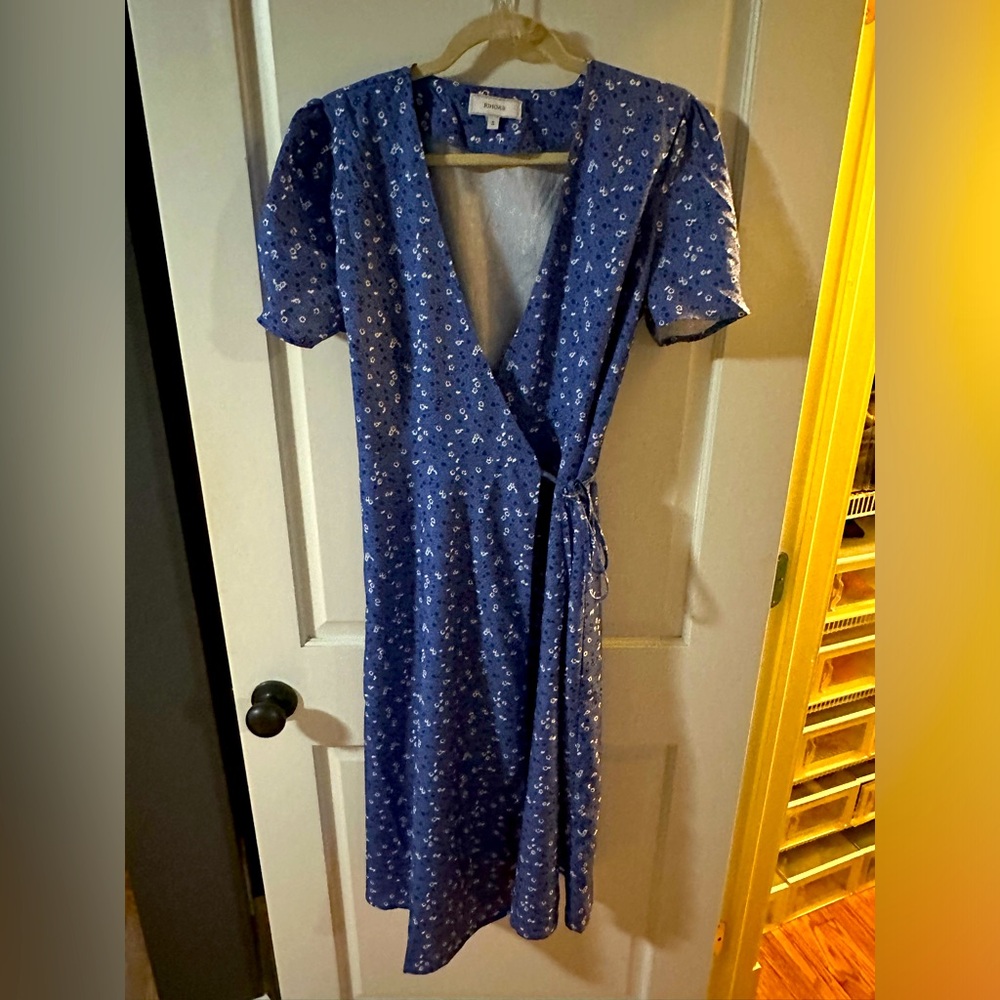 The Purple V Neck Floral Wrap Midi Dress | RIHOAS | SM - Picture 2 of 7